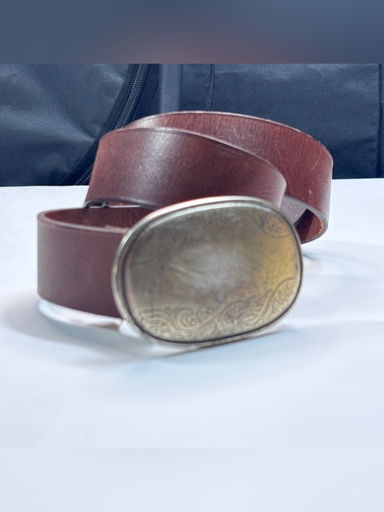 Abercrombie & Fitch Accessories - Vintage Abercrombie & Fitch Brown Leather Belt  Rustic Western Floral England